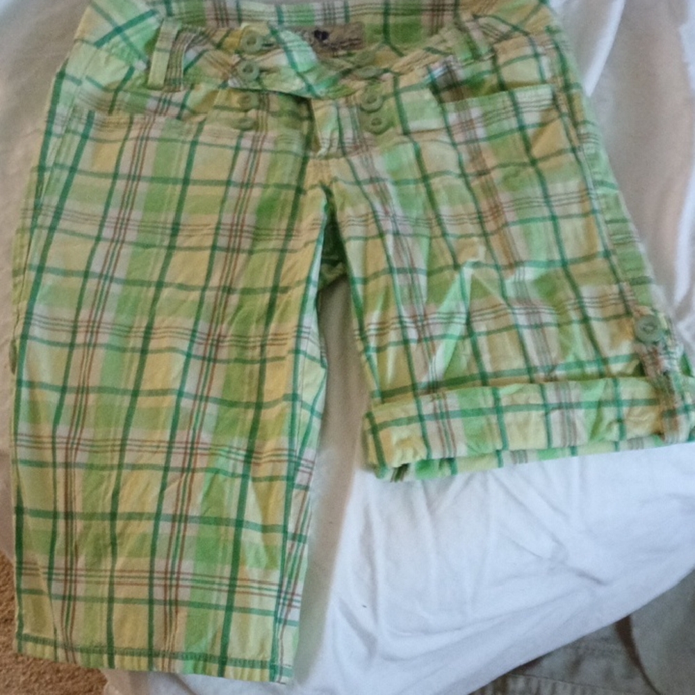 Jolt Green and Yellow Bermuda Shorts Casual Cotton Wear